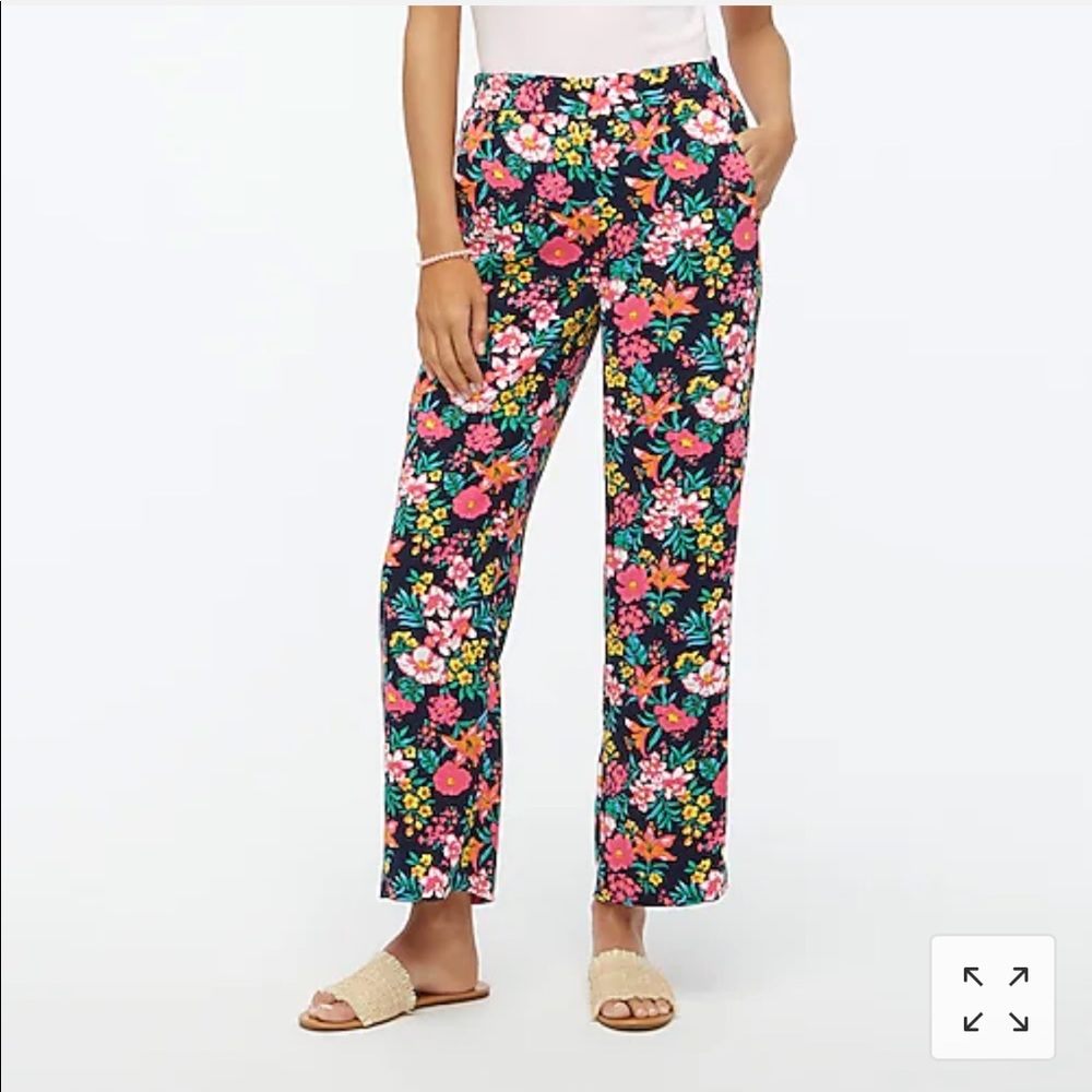 J. Crew Wide Leg Cropped Jamie Pants Elastic Waist